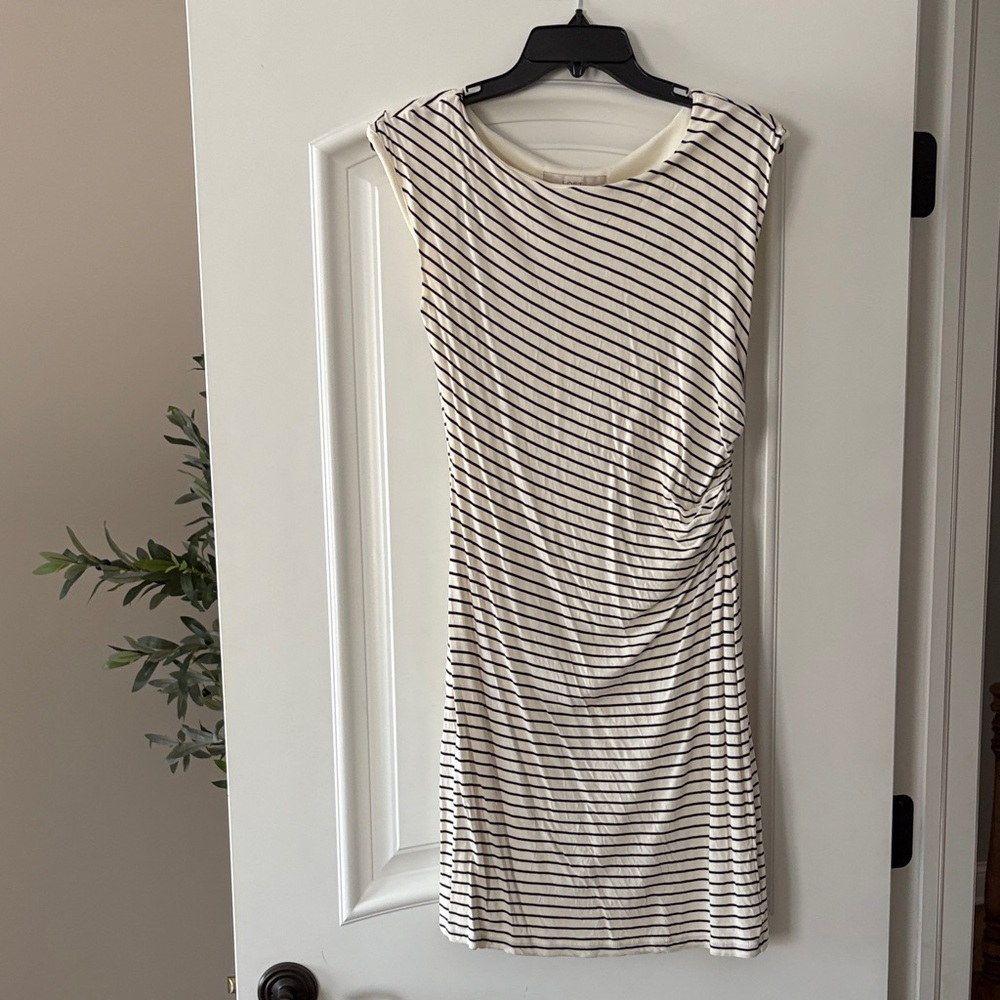 LOFT Black and White Striped Mini Dress